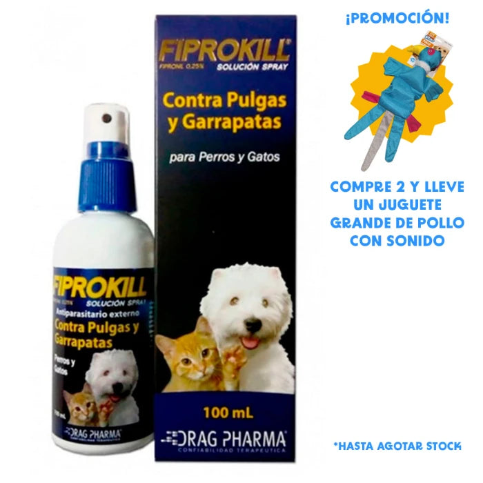 Fiprokill Elimina Pulgas y Garrapatas 100ML para perros y gatos. - imagen 1