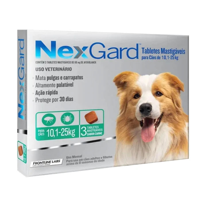 Nexgard Antiparasitario 3 Comprimidos 10,1 a 25 KG - imagen 1