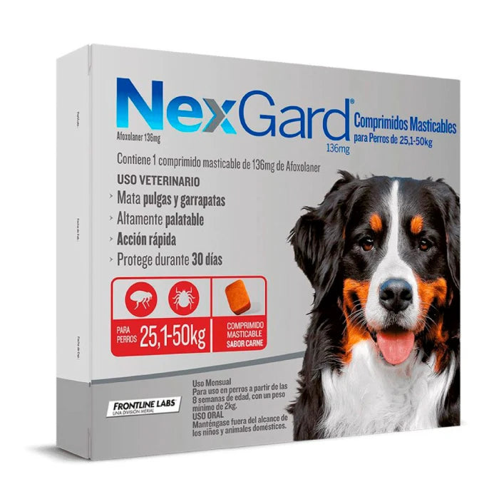 Nexgard Antiparasitario 3 Comprimidos 25,1 a 50 KG - imagen 1