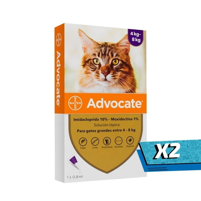 2xADVOCATE GATO 4 A 8 KG PIPETA