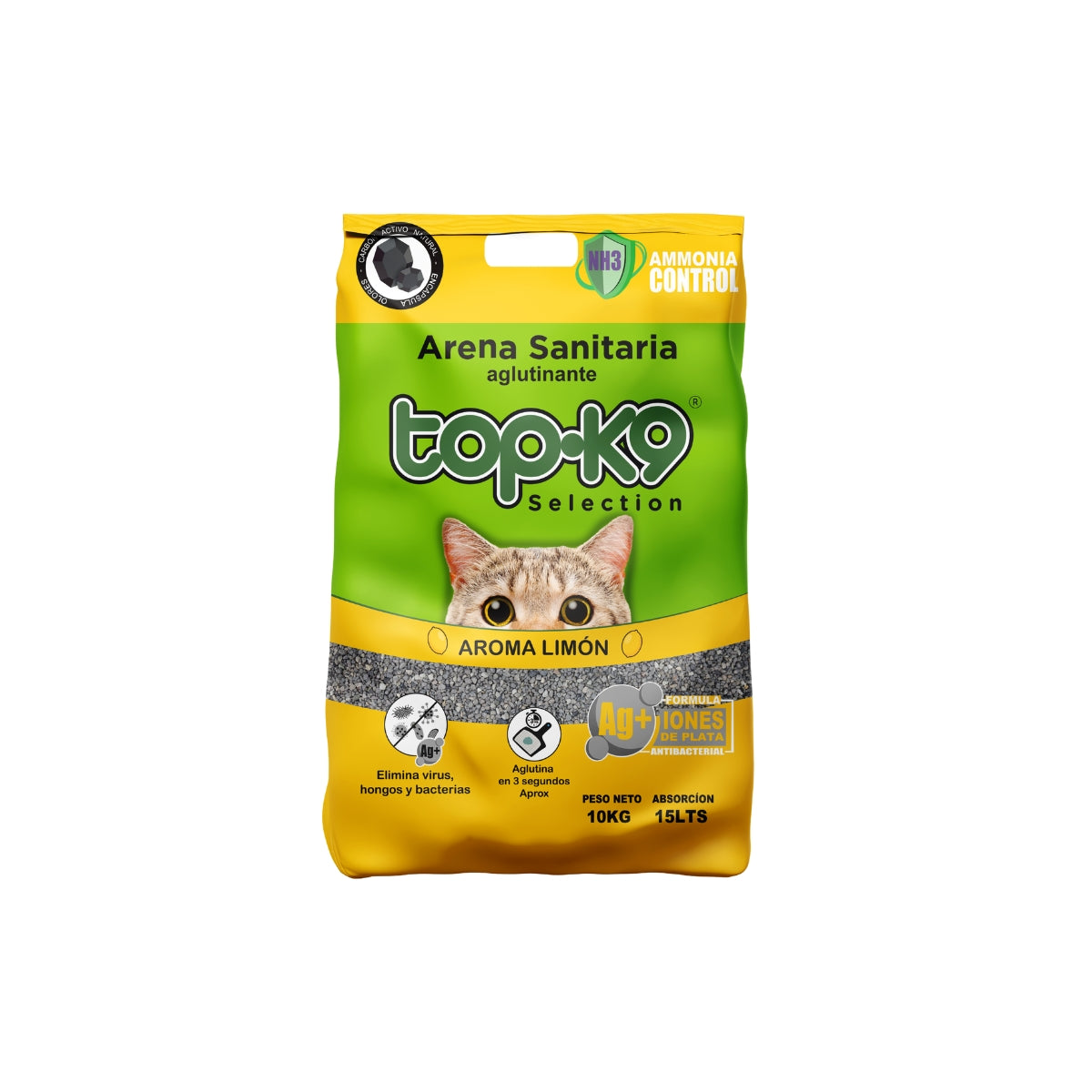 TopK9 Arena sanitaria antibacteriana aglutinante con iones de plata aroma limón