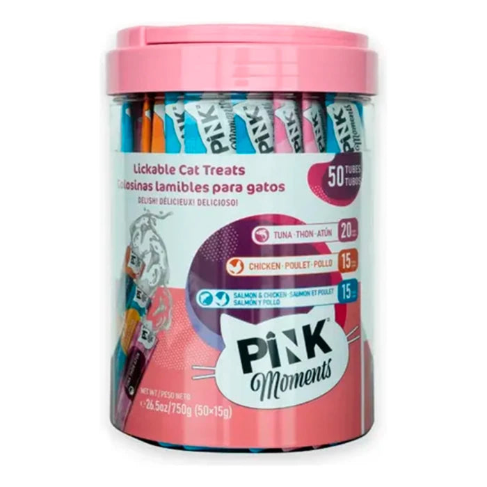 Pink Moments Snack cremoso para gatos - Mix Sabores - 50 tubos 15gr - imagen 1