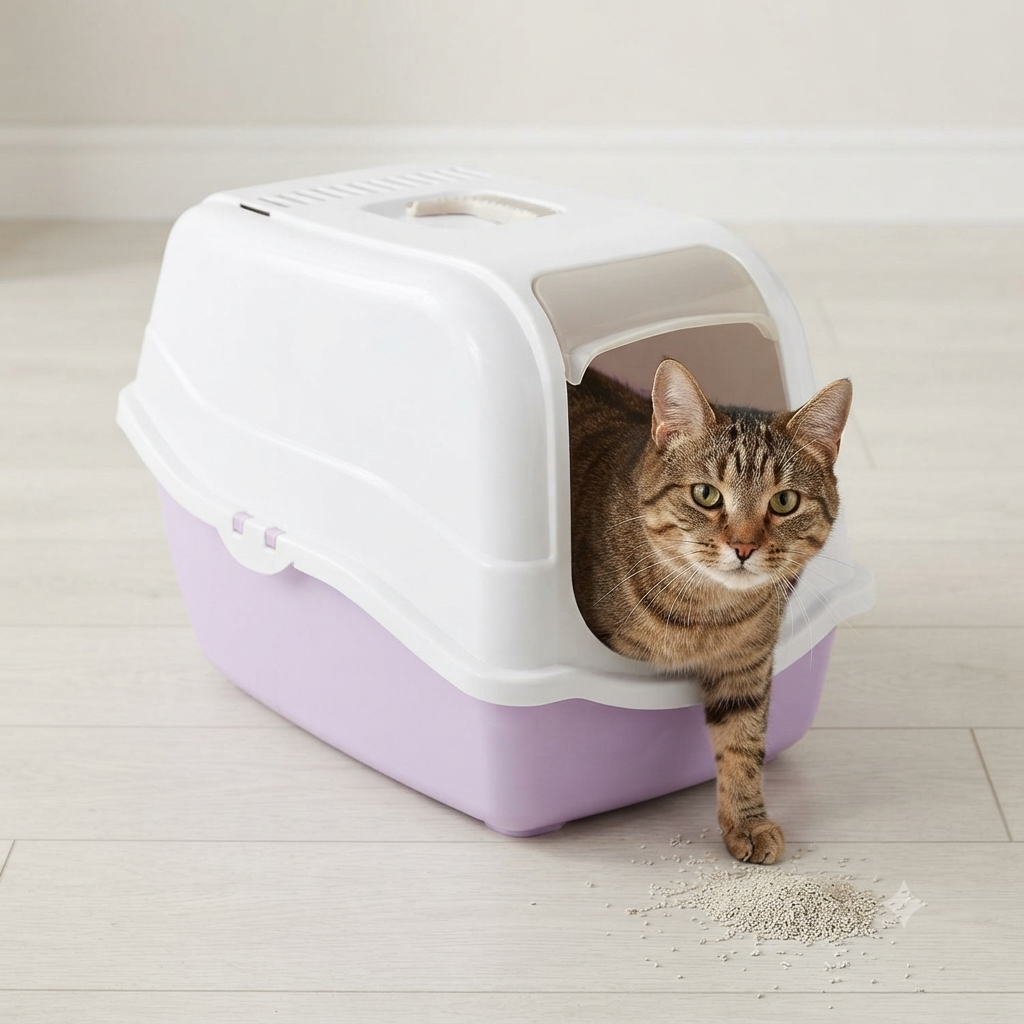 Baño arenero cerrado con carbon activo para gatos