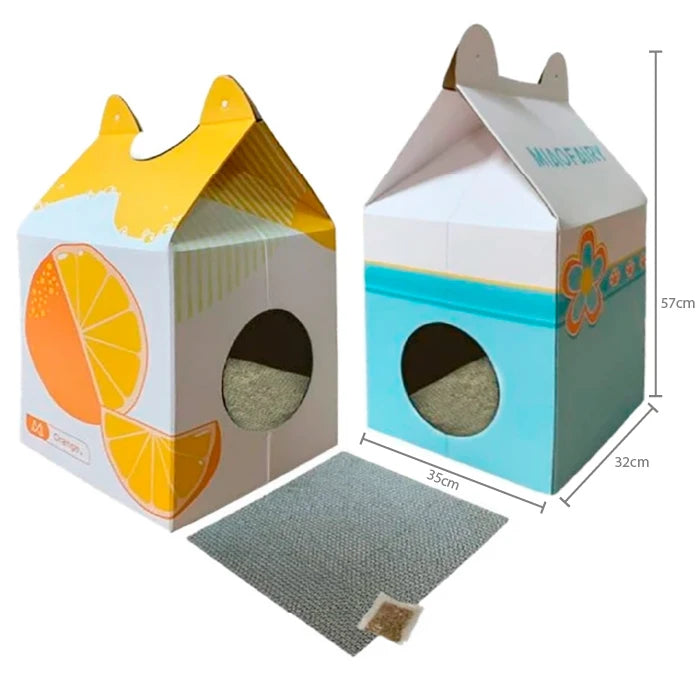 Caja para gatos con rascador y hierba gatera - imagen 1