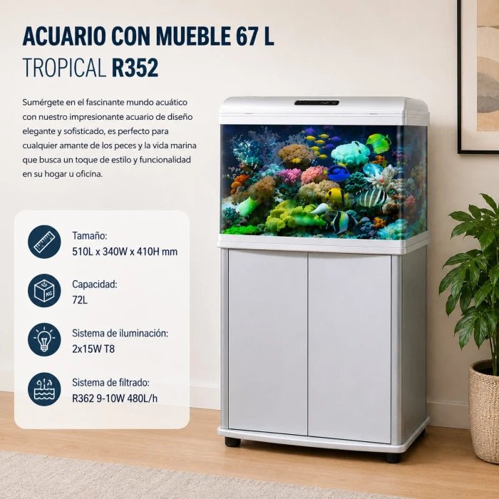 Acuario con mueble 72 L - Tropical R352 | Bajo Pedido - Pethome