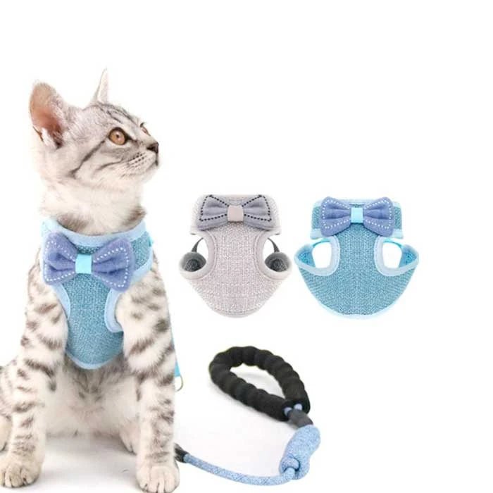 Arnés para gatos con moño traílla ergonómico - Pethome