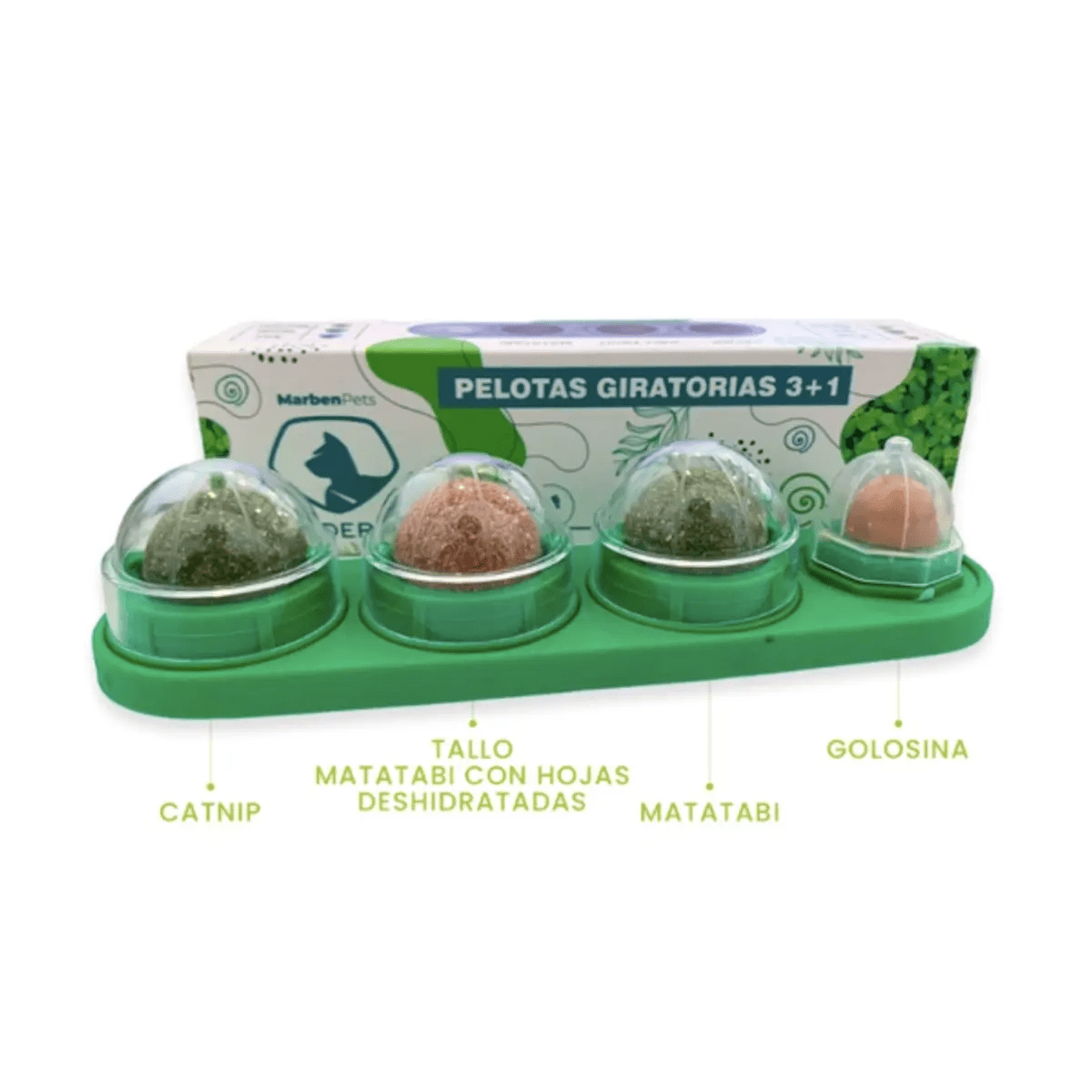 Bolitas giratorias de Catnip y Matatabi 3 en 1 para gatos - Pethome