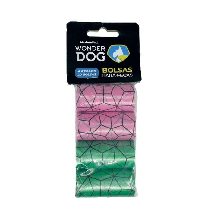 Bolsa para Fecas Rosa/Verde con lineas 4 rollos - imagen 1