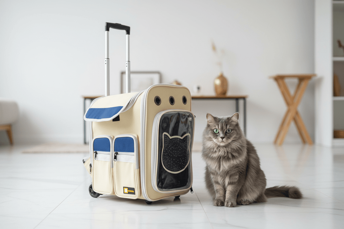 BOLSO MALETA CON MANILLA Y RUEDAS PARA MASCOTA - Pethome