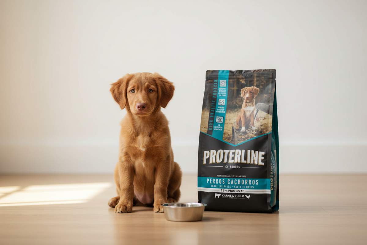 Cachorro junto al saco Proterline