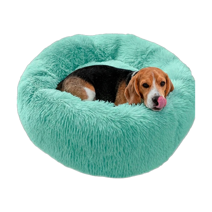 Cama Antiestrés de felpa para perros y gatos - Verde Claro