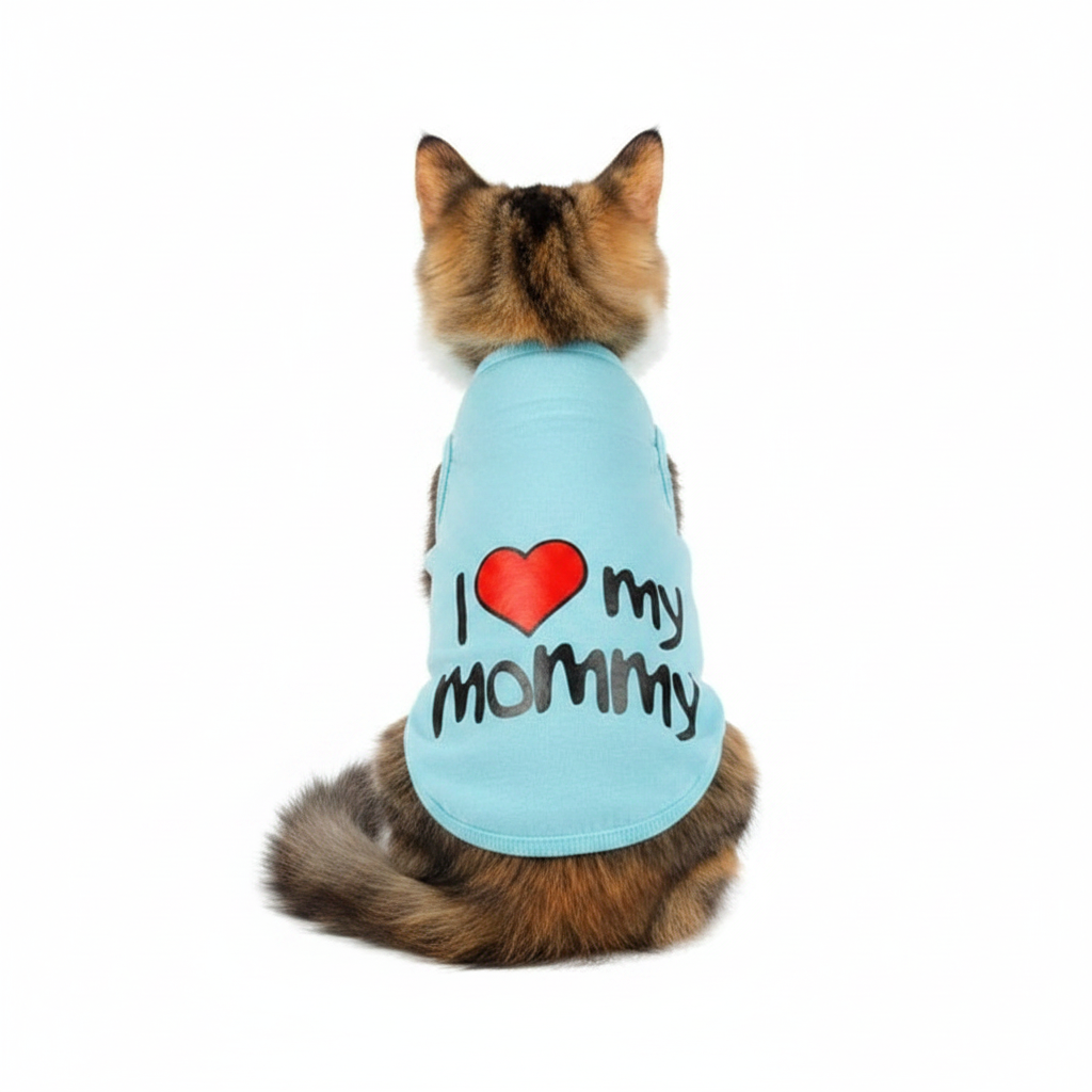 Camiseta Celeste - Gato espalda