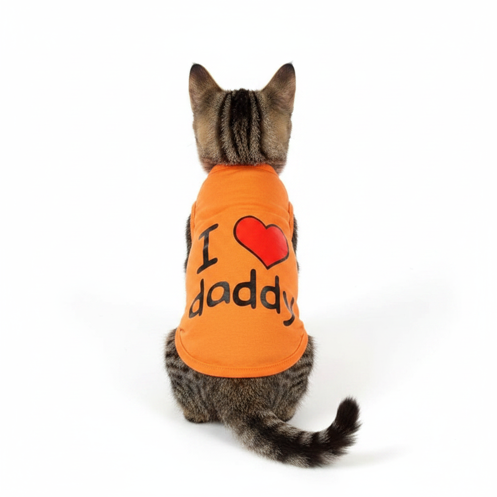 Camiseta Naranja - Gato espalda