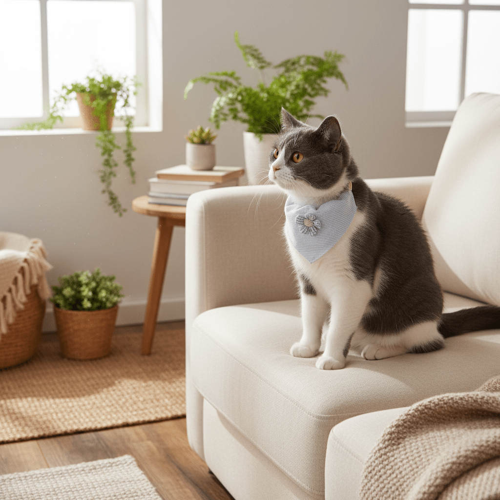 Collar tipo bandana con flor para perros y gatos - Pethome