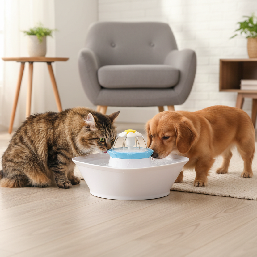 Fuente de agua para gatos y perros tipo Flor de 2.3 lt
