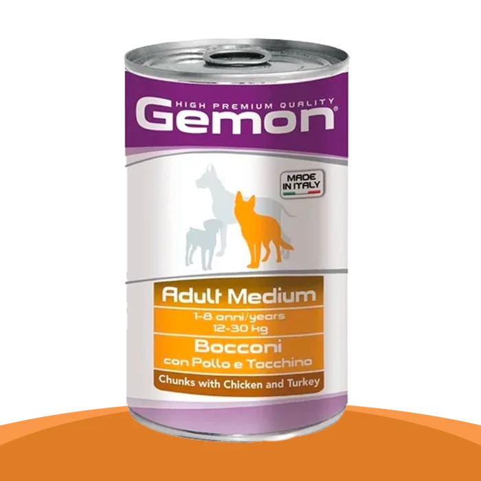 Gemon Dog Lata Medium Adult trozos de Pollo y Pavo
