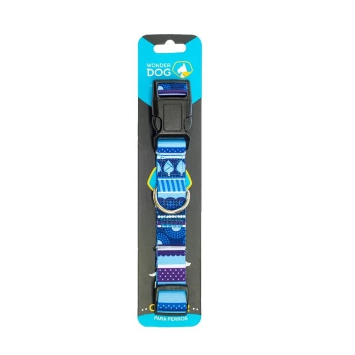 *GIFT* Wonder Dog Collar Diseño Tramas Azul - Pethome