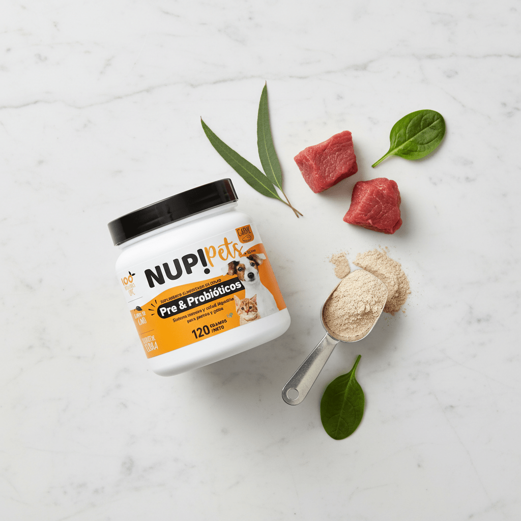 NUP! Pets Pre & Probióticos para perros y gatos Sabor Carne 120gr - Pethome