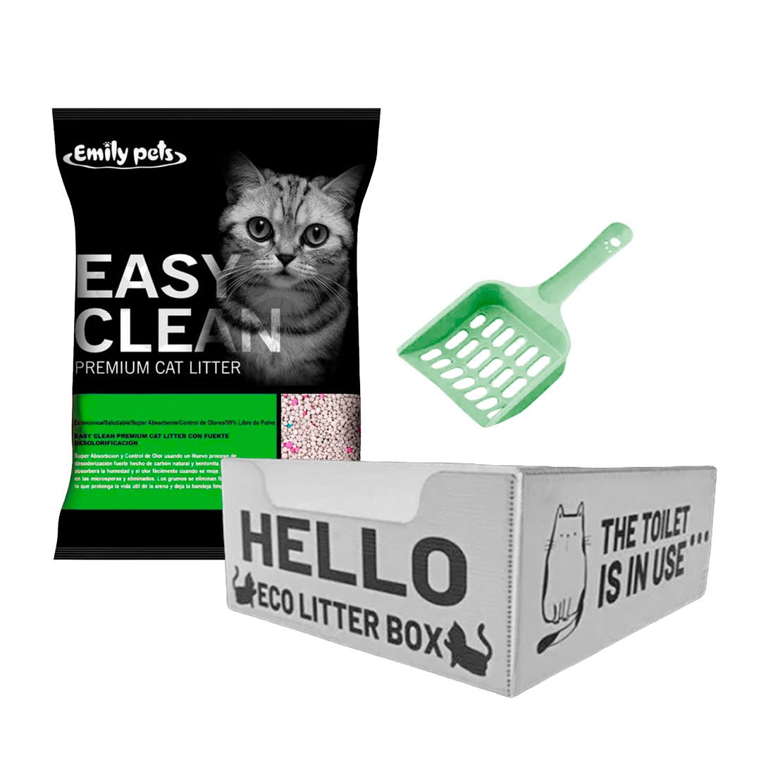 Pack Gato Eco: Baño ecológico + 8kg Arena Easy Clean + Pala - Pethome