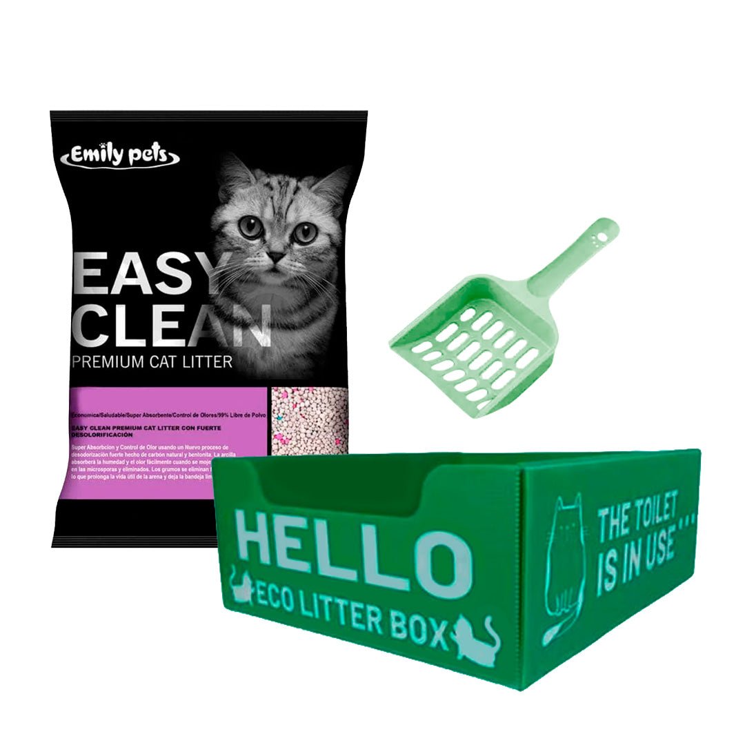 Pack Gato Eco: Baño ecológico + 8kg Arena Easy Clean + Pala - Pethome