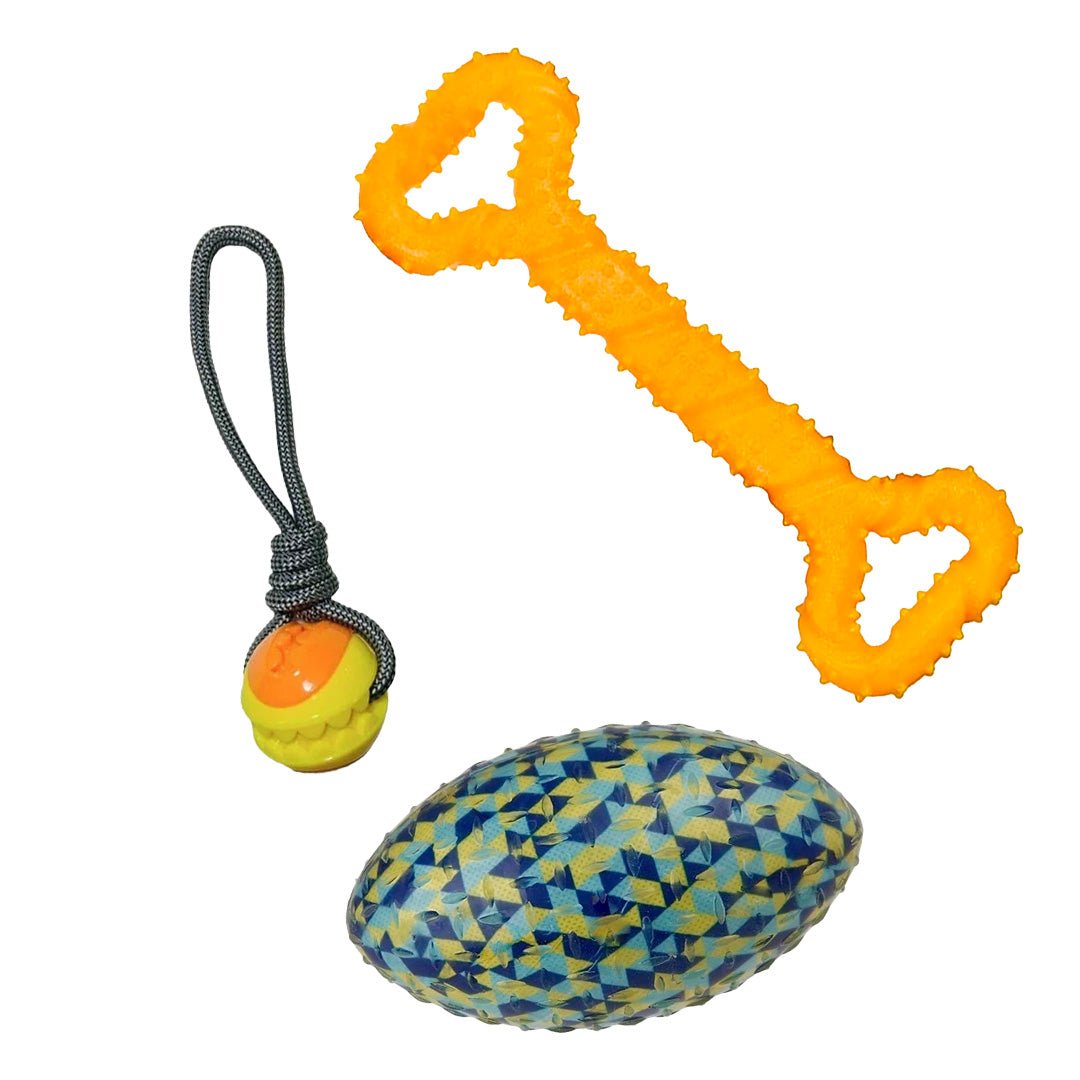 Pack Juguetes Perros - Pelotas + Hueso Resistente Plastico - Pethome
