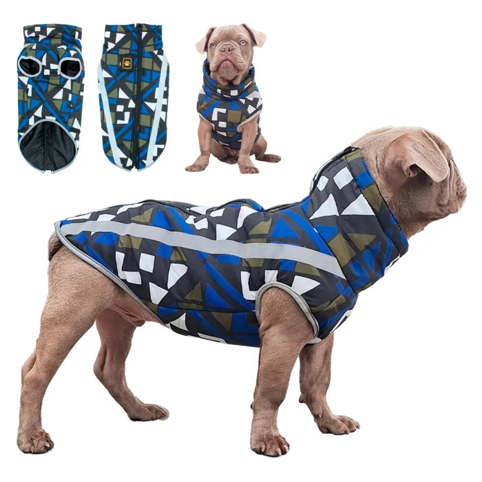 Parka Impermeable Azul con Interior de Algodón para perros y gatos