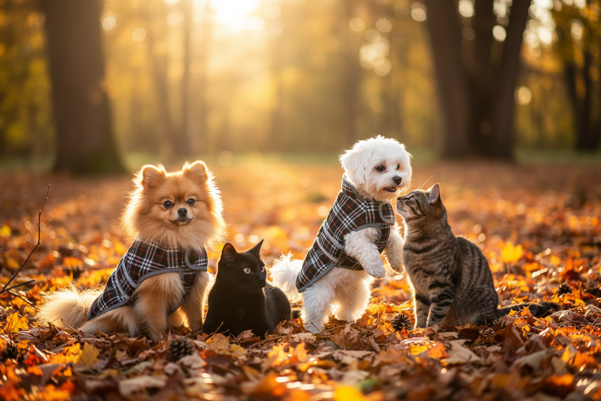 Perritos y gatitos con capa escocesa