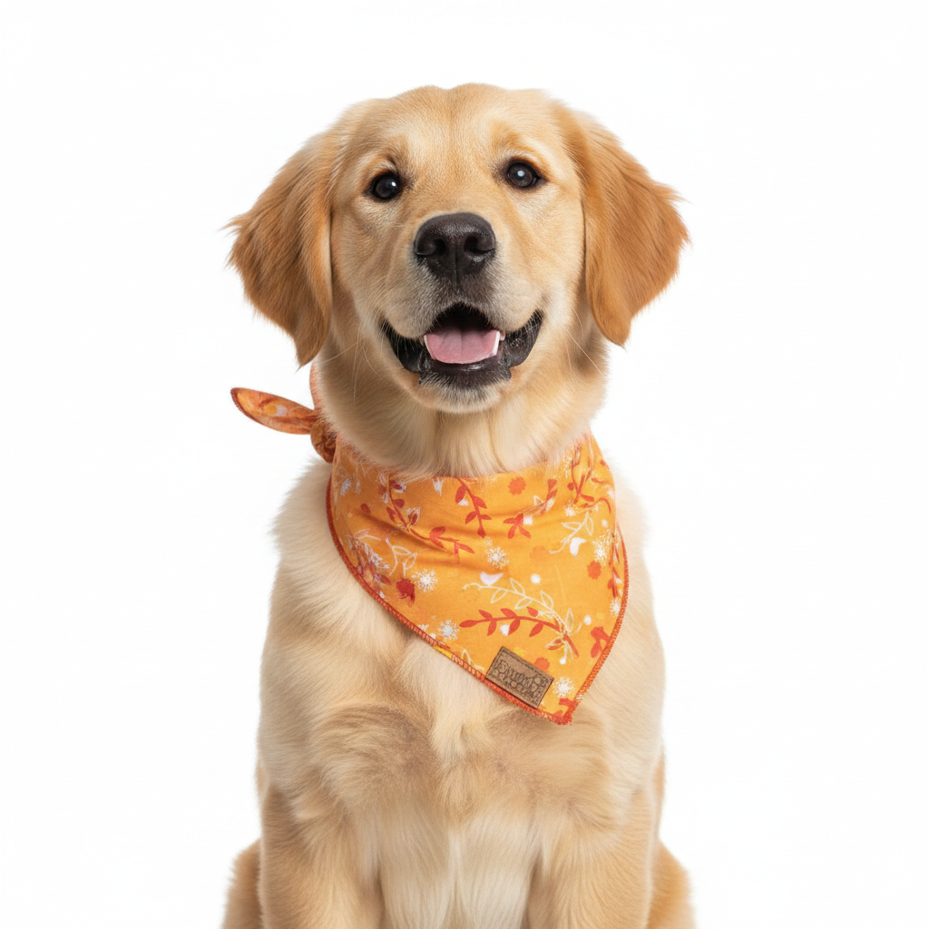 Perro con bandana naranja