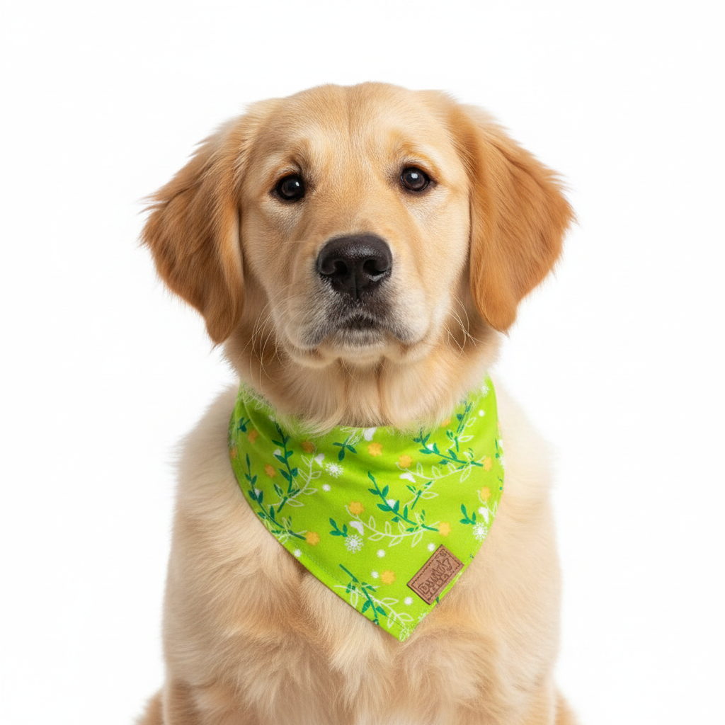 Perro con bandana verde