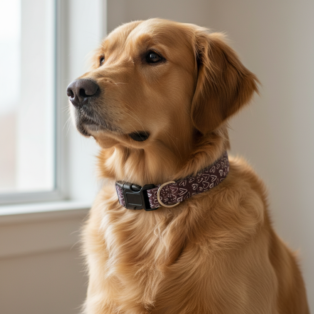 Perro con collar diseño corazones