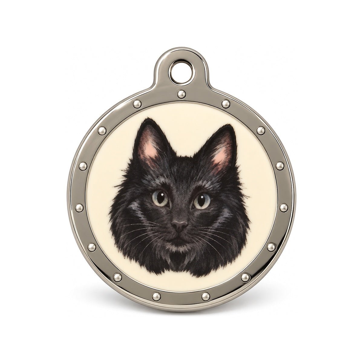 Placa de identificación personalizada Gato negro con grabado - Pethome
