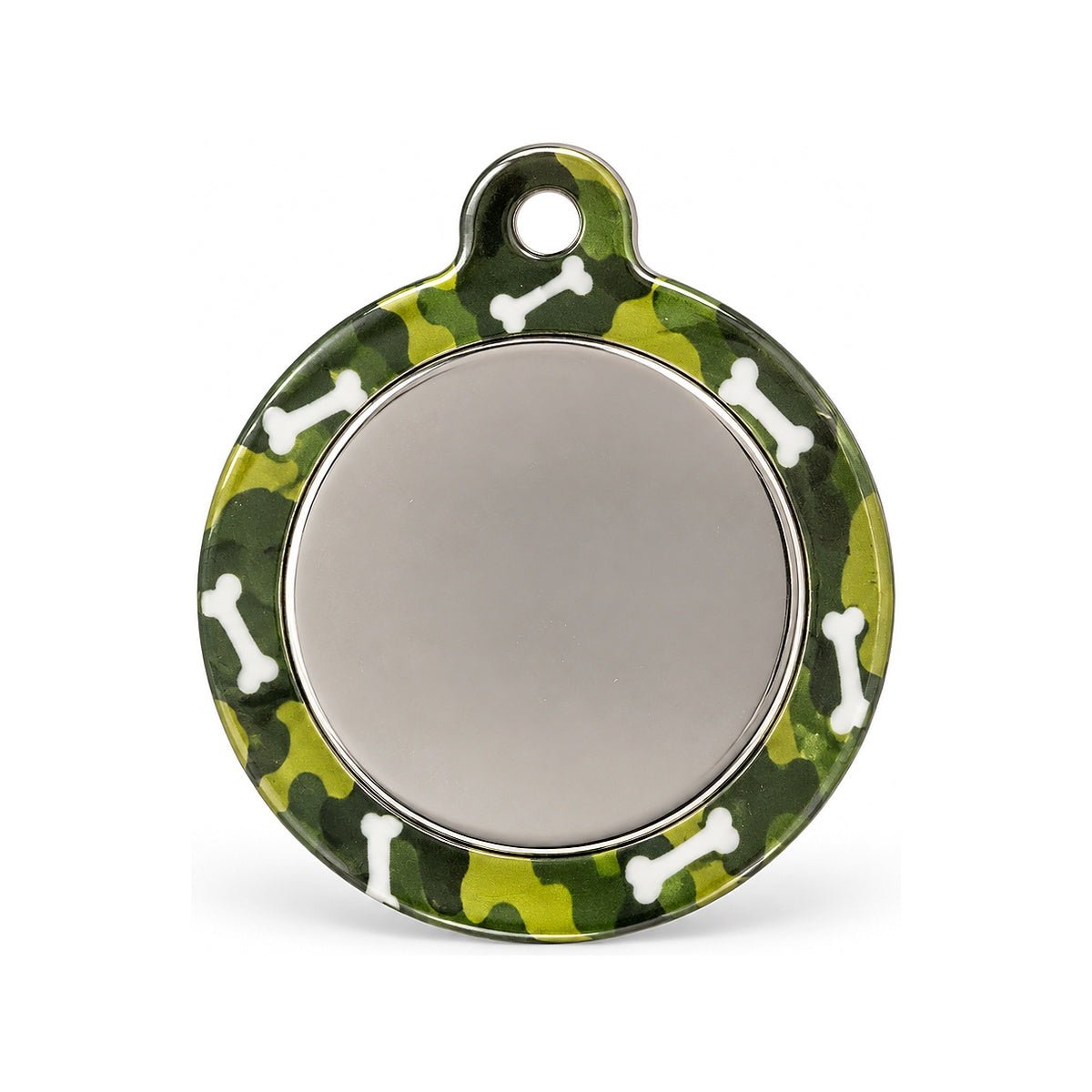 Placa de identificación personalizada Huella verde huesos con grabado - Pethome
