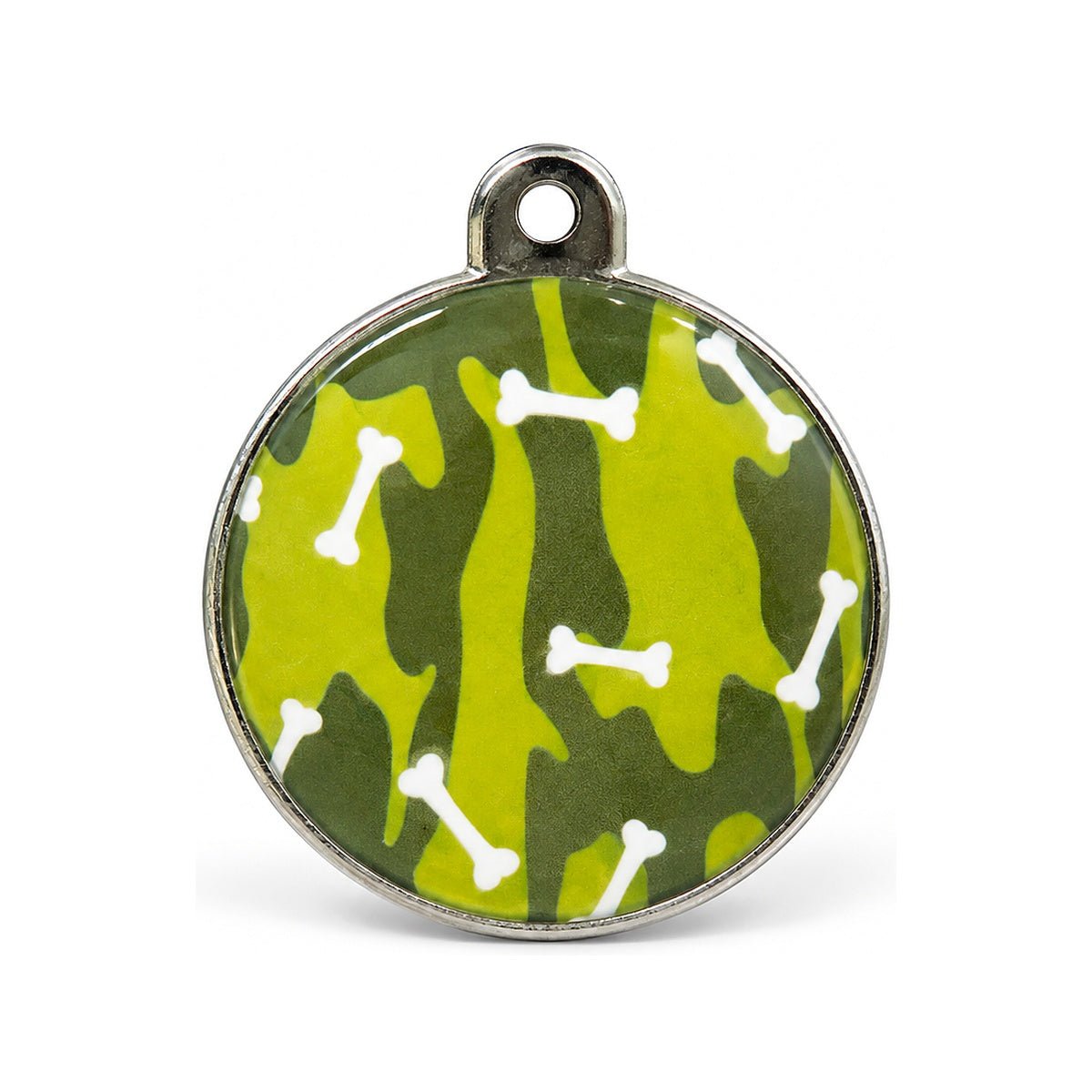 Placa de identificación personalizada Huella verde huesos con grabado - Pethome