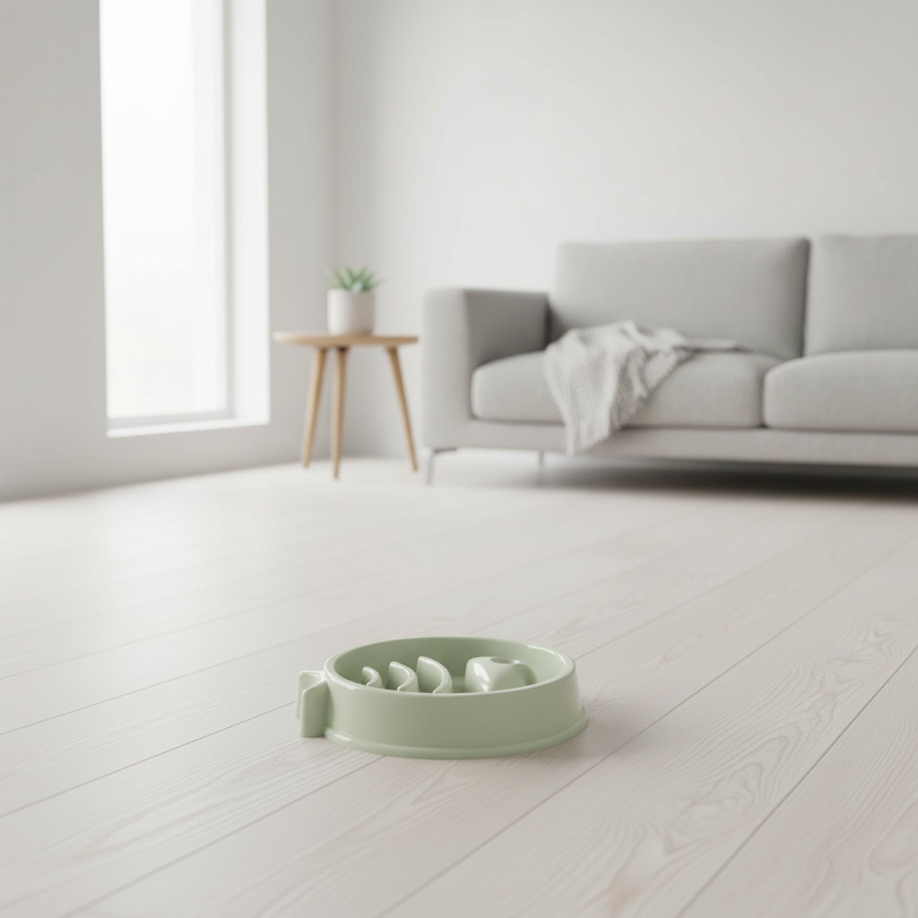 Plato slow feeder verde - lifestyle