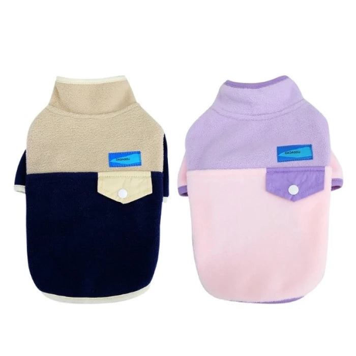 Polero polar bicolor para perros y gatos - Azul
