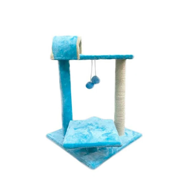 Rascador para Gatos Azul con Pedestal y Bolas Colgantes - imagen 1
