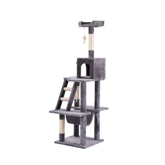 Rascador Torre 3 Plataformas con Hamaca y Escalera para gatos - Pethome