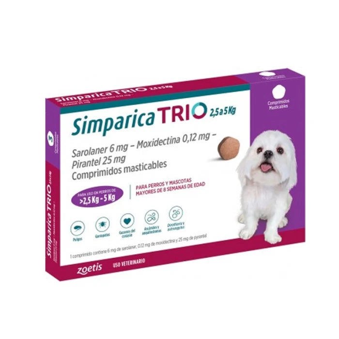 Simparica trio 2.5 - 5 kg x 3 comp - imagen 1