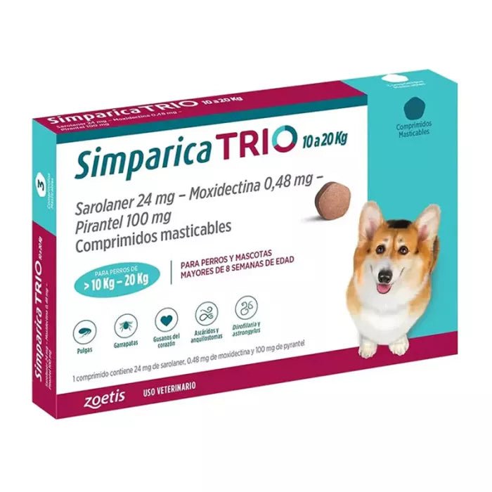 Simparica Trio X3 Comprimido Masticable para perros - Pethome