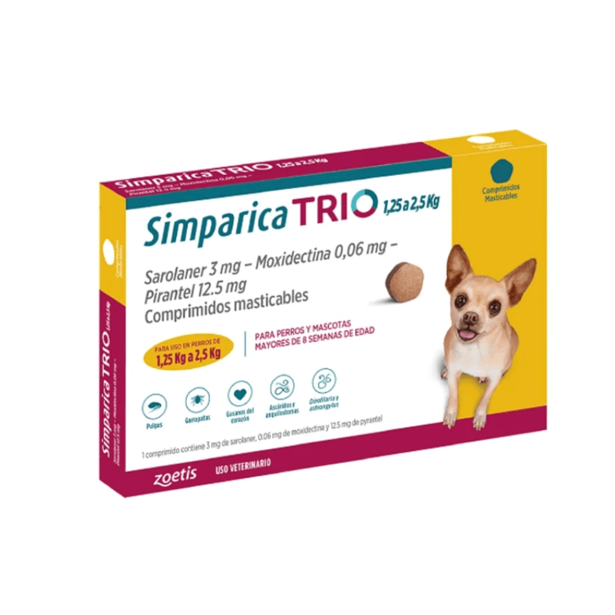 Simparica Trio X3 Comprimido Masticable para perros