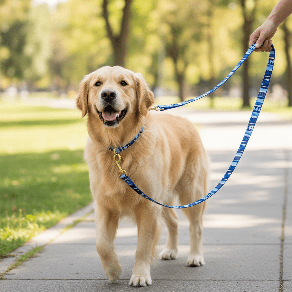 TRAÍLLA XL 2,5 (2.5*120 CM) DISEÑO TRAMAS AZUL WONDER DOG - Pethome