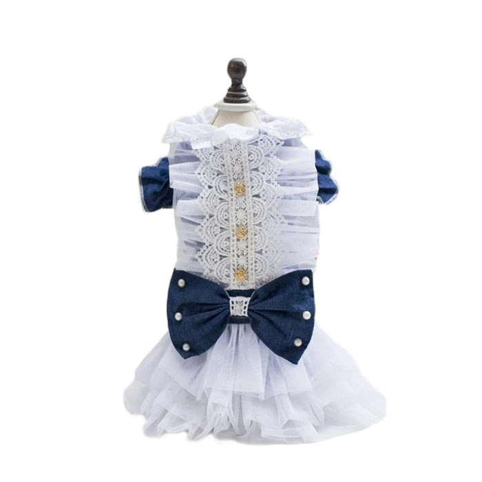Vestido con mezclilla y Campana de Estilo Princesa para perros y gatos