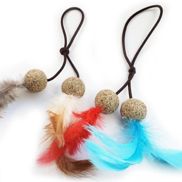 Wonder Cat Juguete bolas con pluma y Cuerda - Pethome