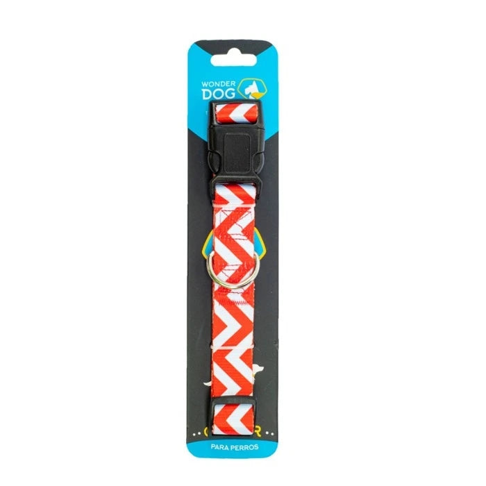 Wonder Dog Collar Diseño Zigzag Rojo