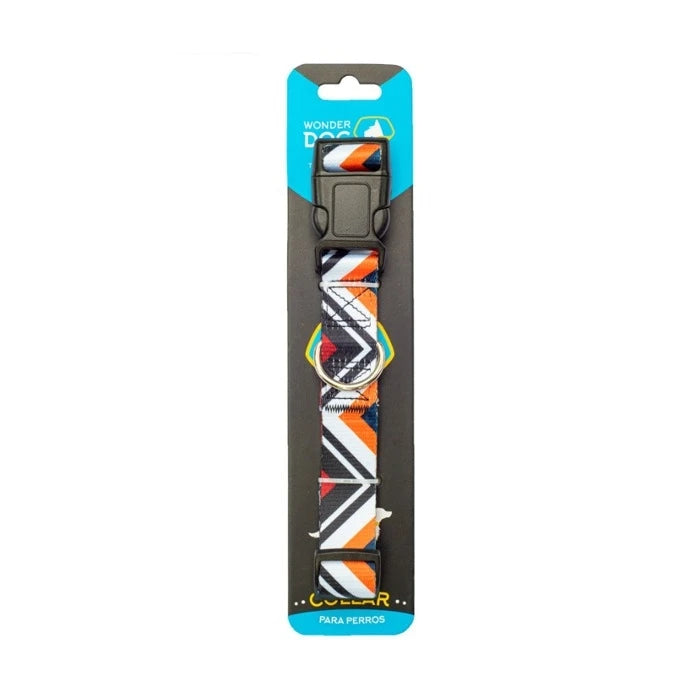 Wonder Dog Collar Zigzag Negro y Naranja