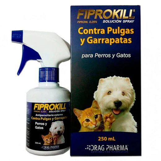 Fiprokill Elimina Pulgas y Garrapatas para perros y gatos 250 ML