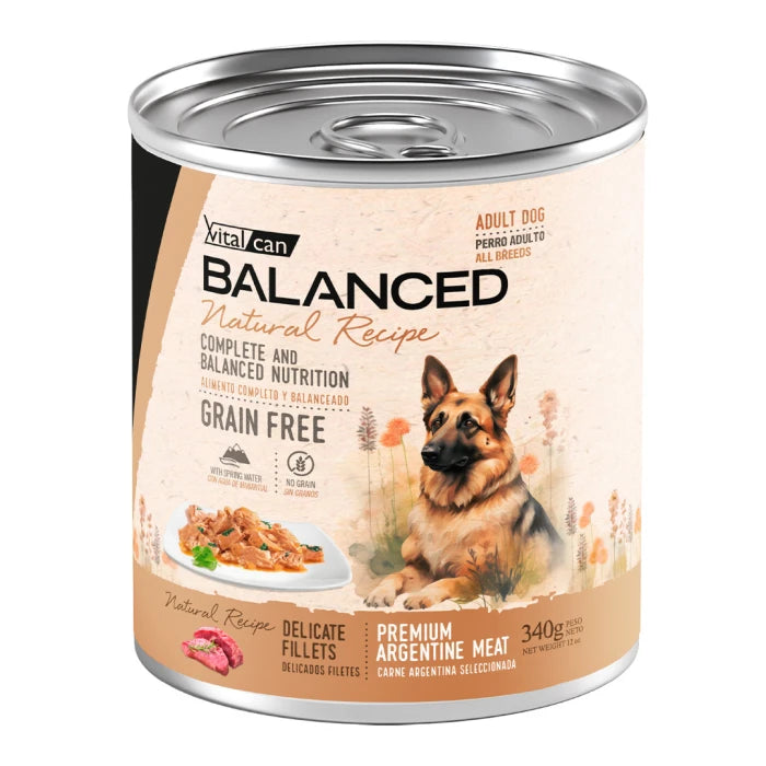 Vitalcan Balanced Natural Recipe filetes de carne perros adultos 340GR - imagen 1