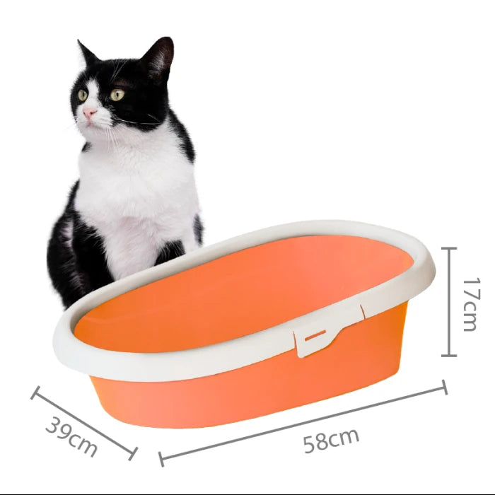Letrina Para Gatos Minou Con Borde XL Naranjo (58x 39x17 cm)