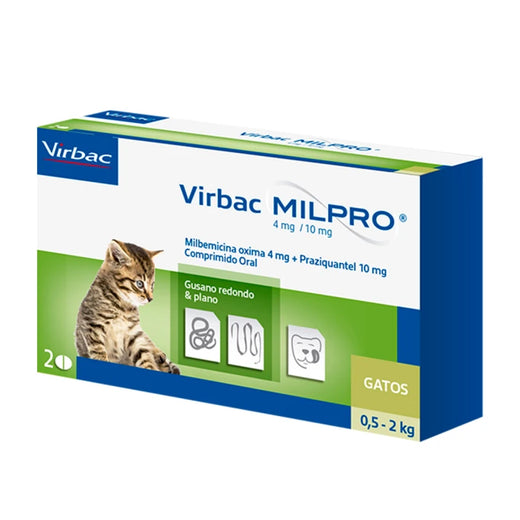 Virbac milpro 4/10 mg gatitos 0.5 -2kg x 2 comprimidos