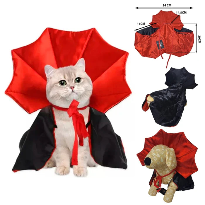 Disfraz vampiro para gatos con capa y cuello - 16x55cm - imagen 1
